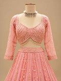 Soft Pink Embroidered Lehenga Set with Dupatta | Women's Wedding Wear