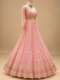 Soft Pink Embroidered Lehenga Set with Dupatta | Women's Wedding Wear