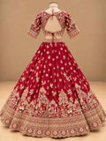 Maroon Red Embroidered Bridal Lehenga Set with Dupatta | Women's Wedding Wear