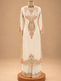 Ivory White Embroidered Anarkali Suit Set with Dupatta | Women's Festive Wear