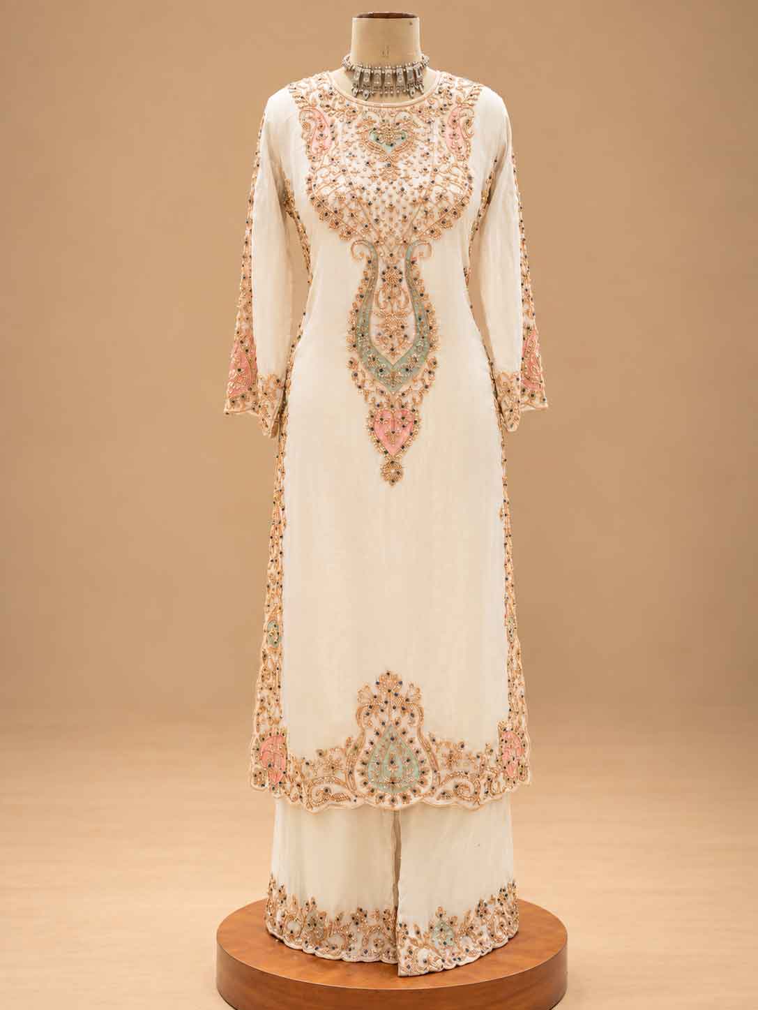 Ivory White Embroidered Anarkali Suit Set with Dupatta | Women's Festive Wear