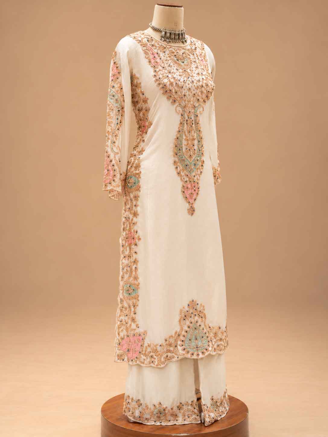 Ivory White Embroidered Anarkali Suit Set with Dupatta | Women's Festive Wear