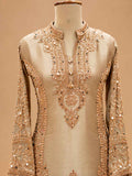Champagne Beige Embroidered Kurta Set with Palazzo & Dupatta | Women's Festive Wear