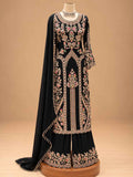 Black Embroidered Anarkali Kurta Set with Palazzo & Dupatta | Women's Ethnic Wear