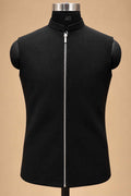 Black Embellished Men’s Formal Suit Set with Straight-Fit Trousers
