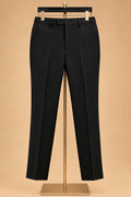 Black Embellished Men’s Formal Suit Set with Straight-Fit Trousers