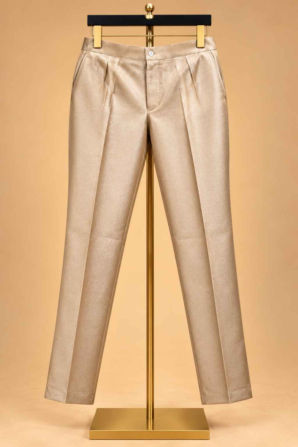 Champagne Gold Textured Indo-Western Suit Set for Men | Wedding & Groom Wear