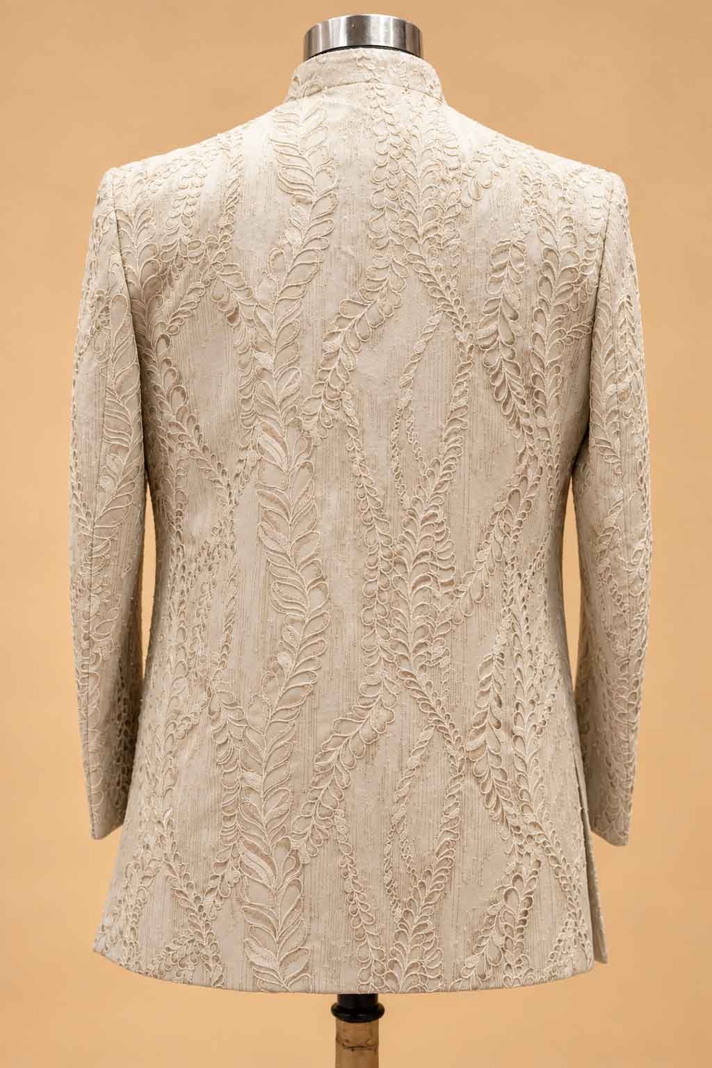 Ivory Textured Indo-Western Suit Set for Men | Wedding & Groom Wear