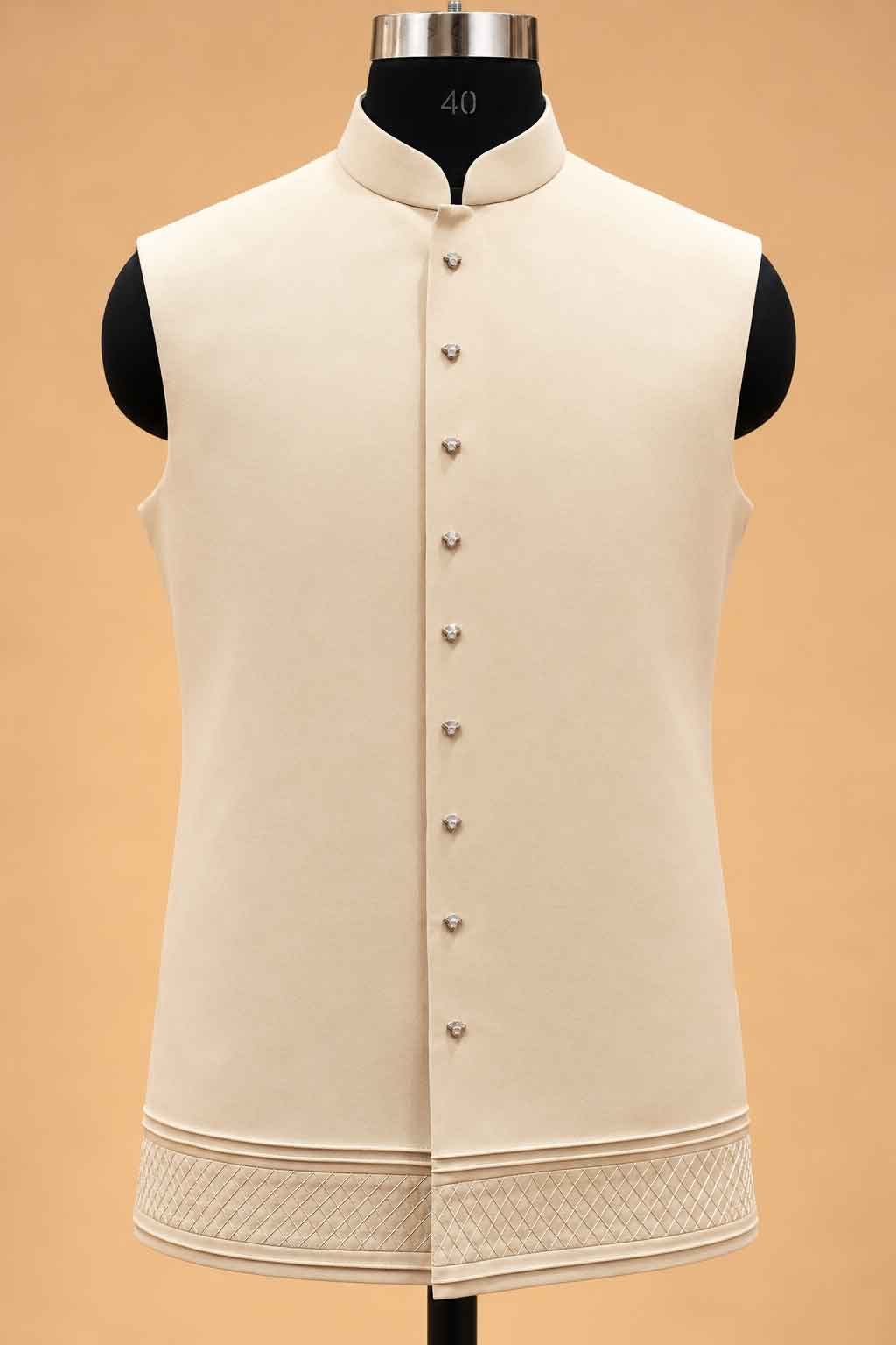 Ivory Textured Indo-Western Suit Set for Men | Wedding & Groom Wear