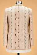 Ivory Pastel Gold Embellished Indo-Western Suit Set for Men | Wedding Wear