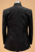 Black Textured Indo-Western Suit Set for Men | Wedding & Reception Wear