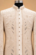 Ivory Embroidered Sherwani Set for Men | Groom & Wedding Wear