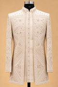 Ivory Embroidered Sherwani Set for Men | Groom & Wedding Wear