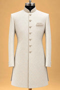 Ivory Textured Sherwani for Men with Draped Dhoti – product image 4
