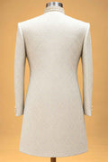Ivory Textured Sherwani for Men with Draped Dhoti – product image 5