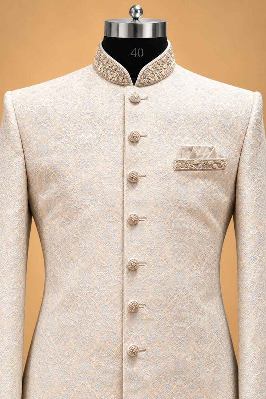 Firozi Textured Sherwani for Men with Trousers – product image 2