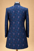 Navy Blue Textured Sherwani with Ivory Dhoti for Men – product image 4