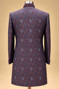 Plum Textured Sherwani with Ivory Dhoti for Men – product image 5