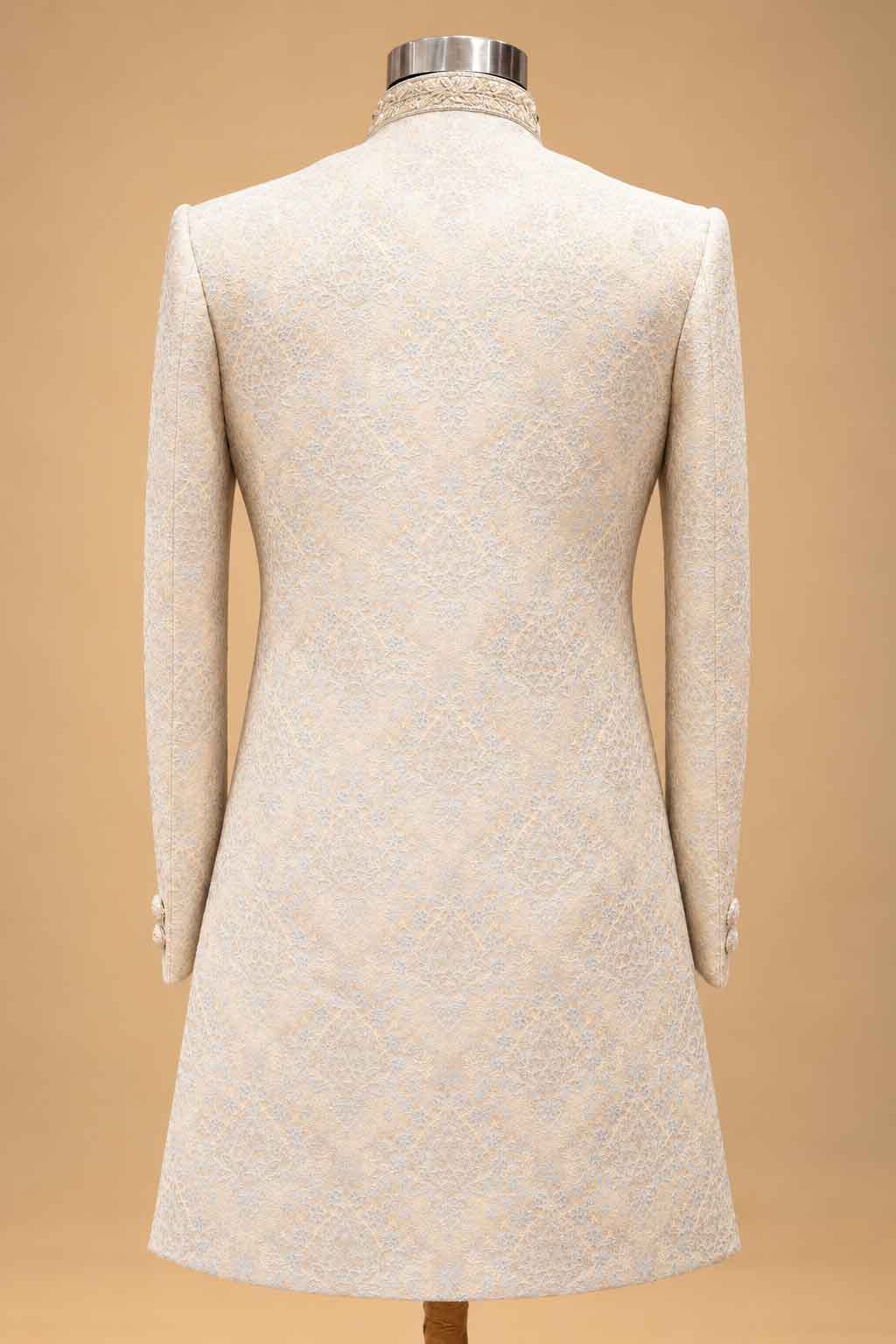 Firozi Textured Sherwani for Men with Trousers – product image 5