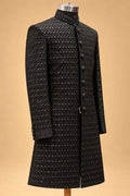 Black Textured Sherwani with Dhoti for Men – product image 4