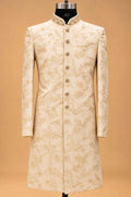 Cream floral sherwani set for men – product image 2