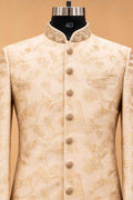 Cream floral sherwani set for men – product image 4