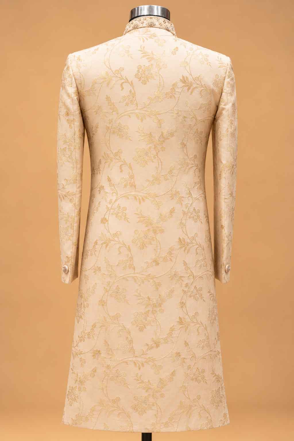 Cream floral sherwani set for men – product image 5