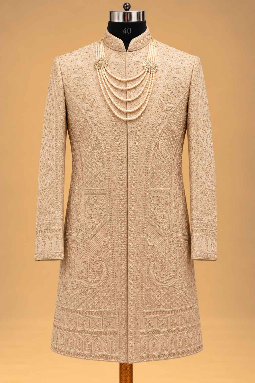 Royal Beige Gold sherwani for men – product view 5