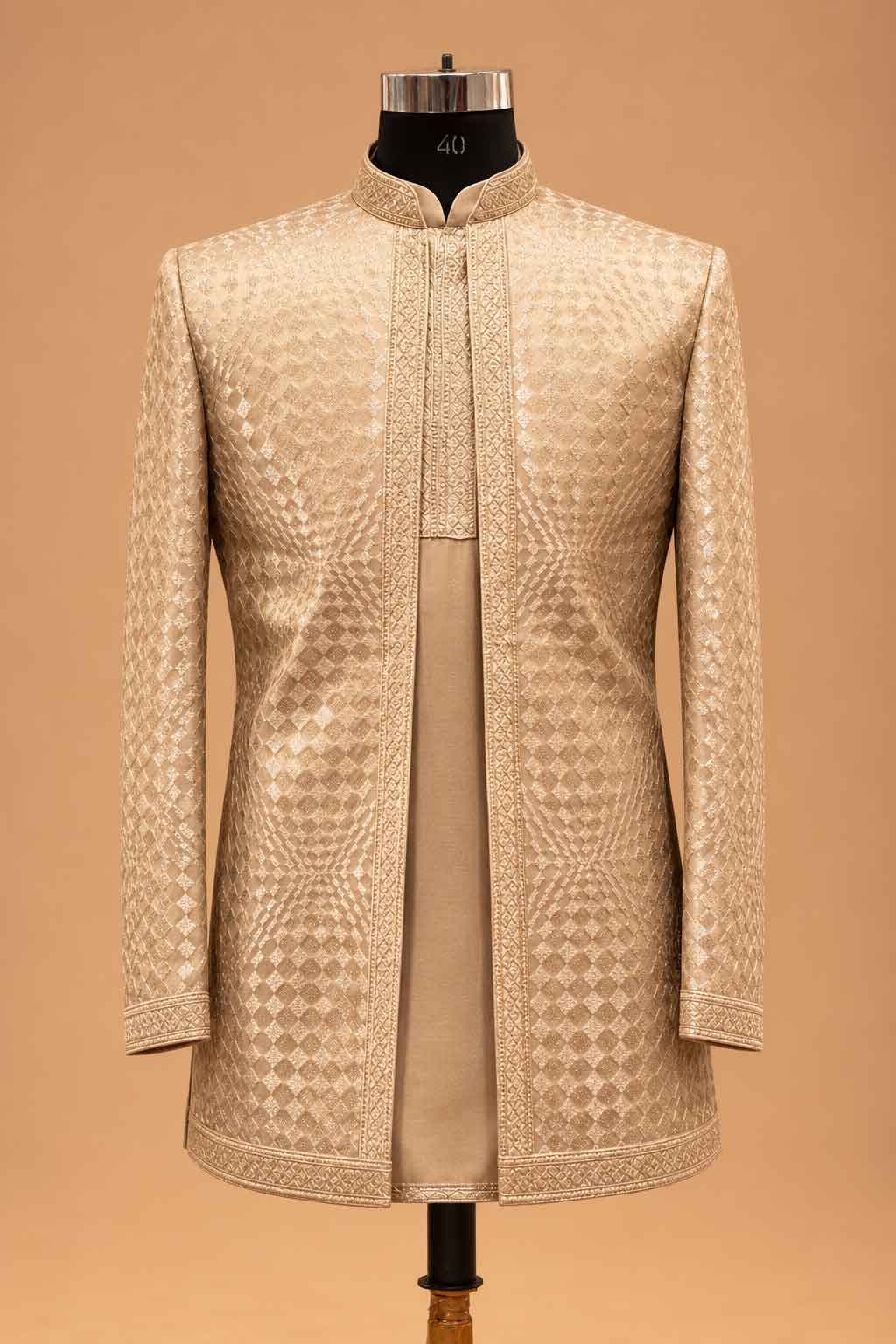 Champagne Gold sherwani for men – product view 2