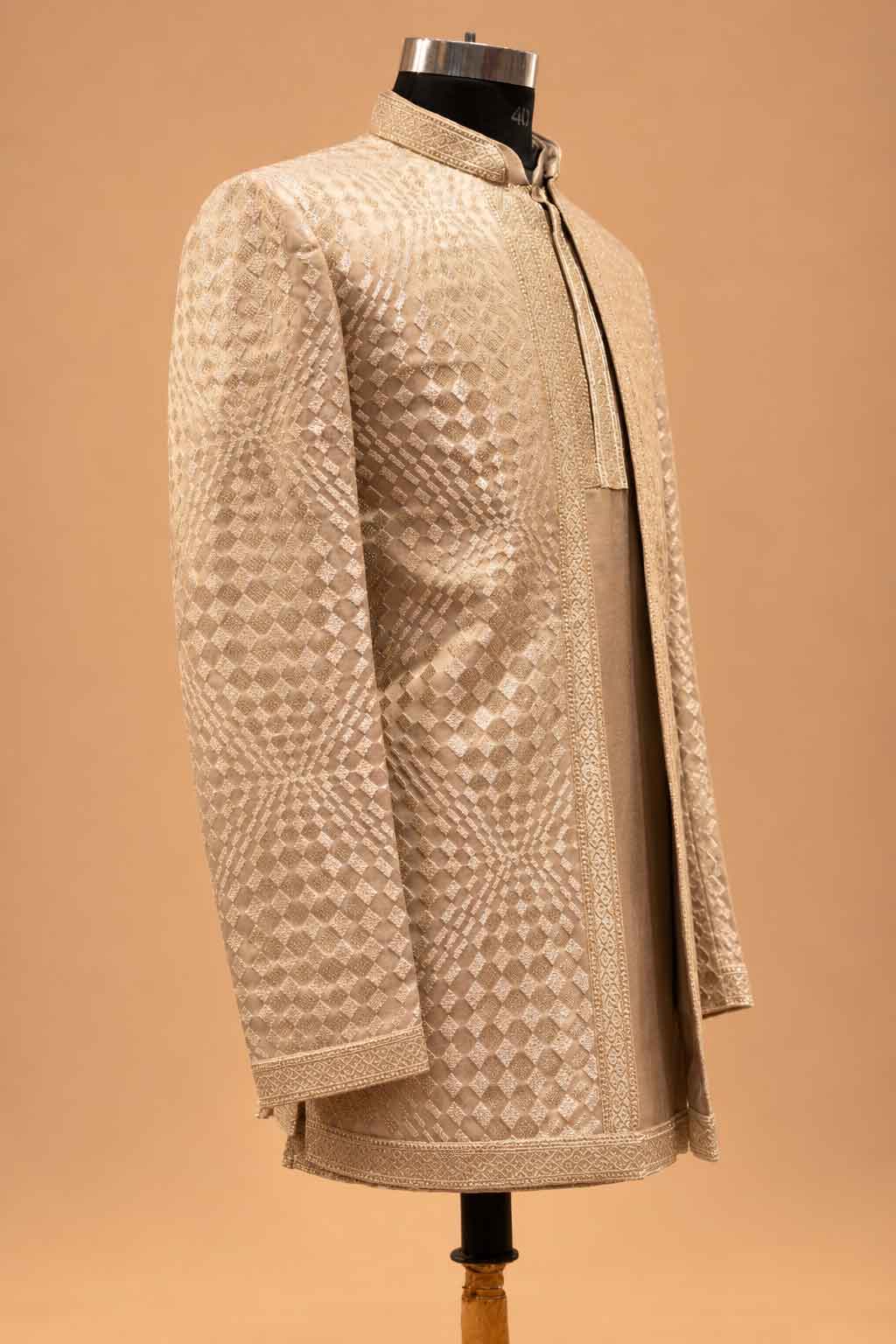 Champagne Gold sherwani for men – product view 4