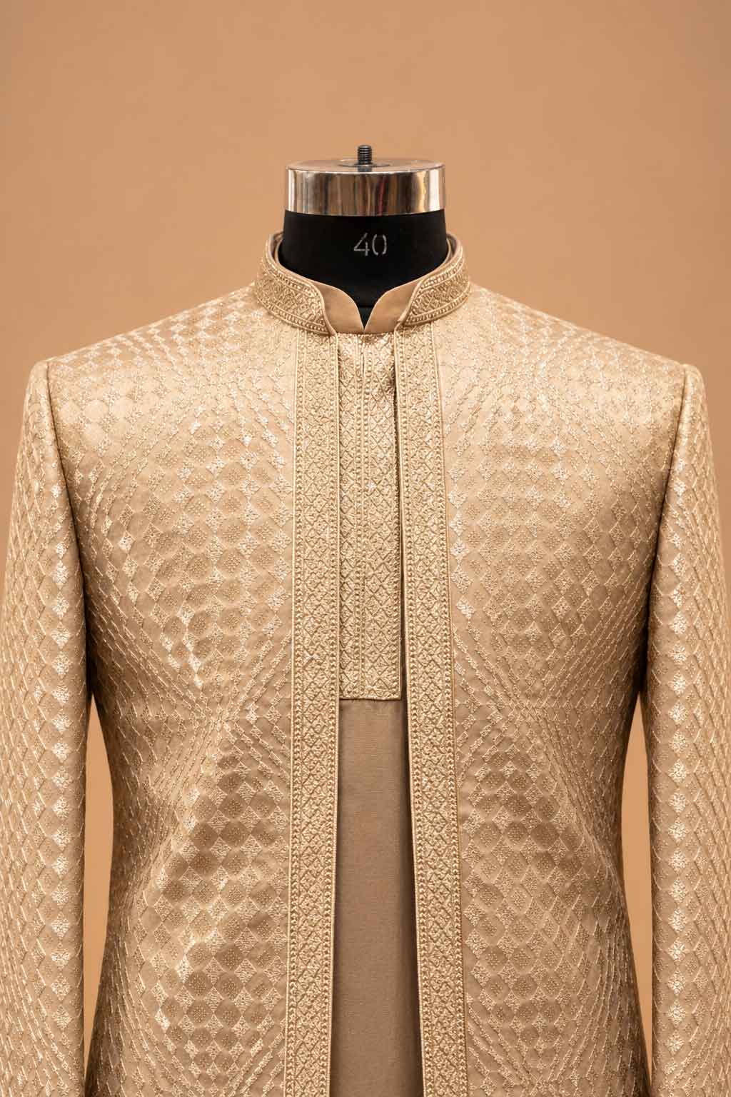 Champagne Gold sherwani for men – product view 5