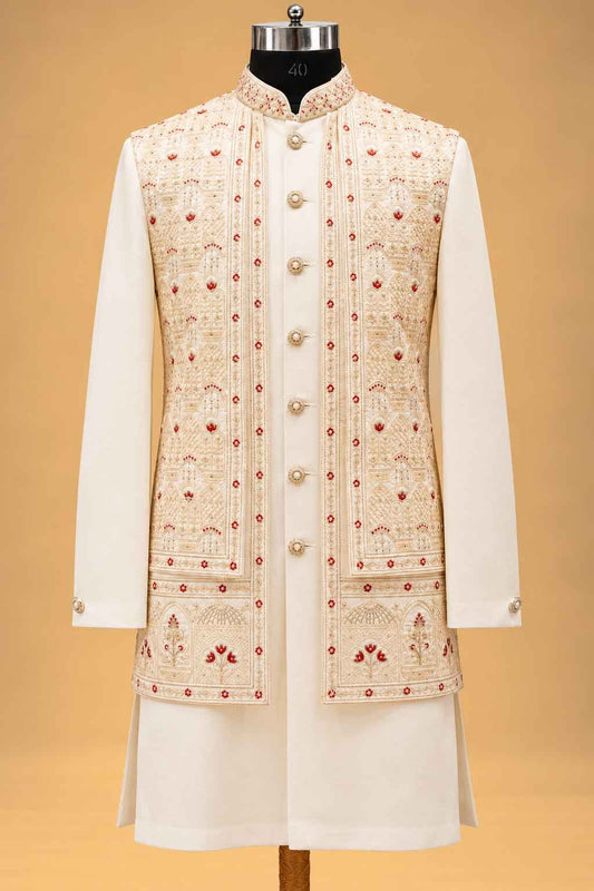 Ivory nehru jacket set for men – product view 2