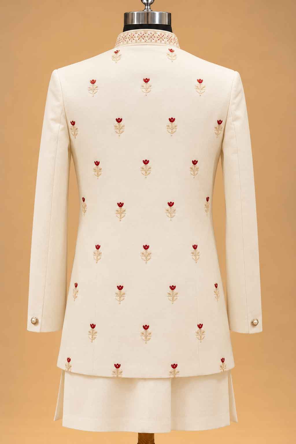 Ivory nehru jacket set for men – product view 3