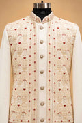 Ivory nehru jacket set for men – product view 4