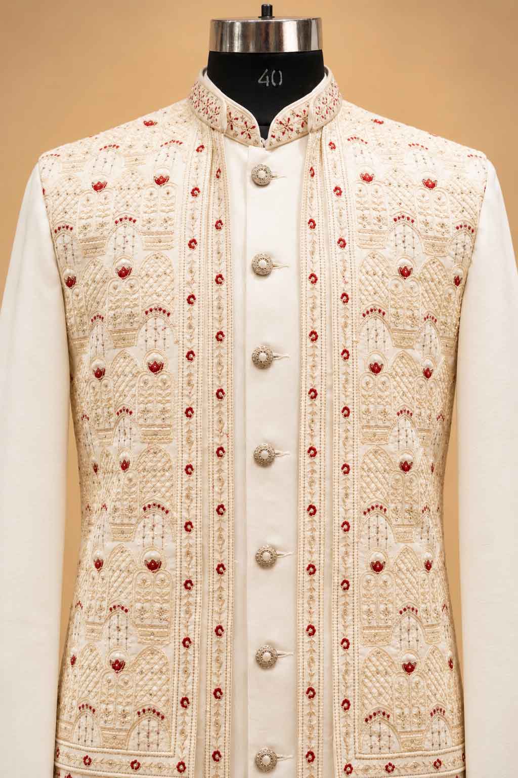 Ivory nehru jacket set for men – product view 4