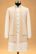 Ivory and Gold nehru jacket set for men – product view 2