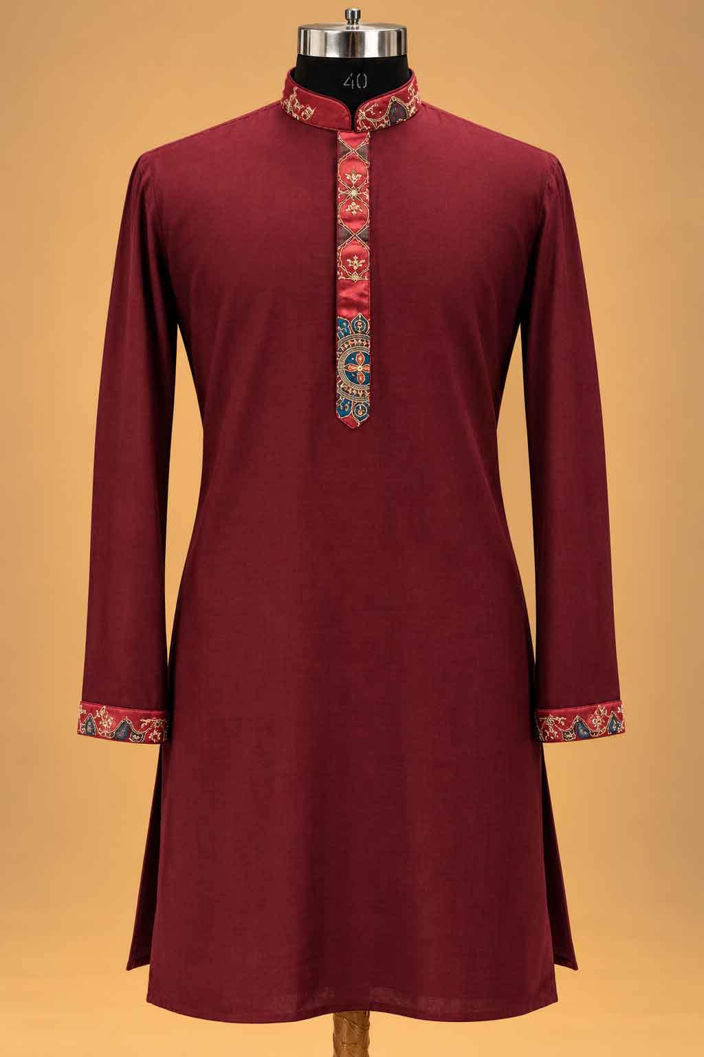 Maroon nehru jacket set for men – product view 3