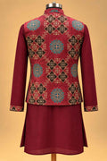 Maroon nehru jacket set for men – product view 5