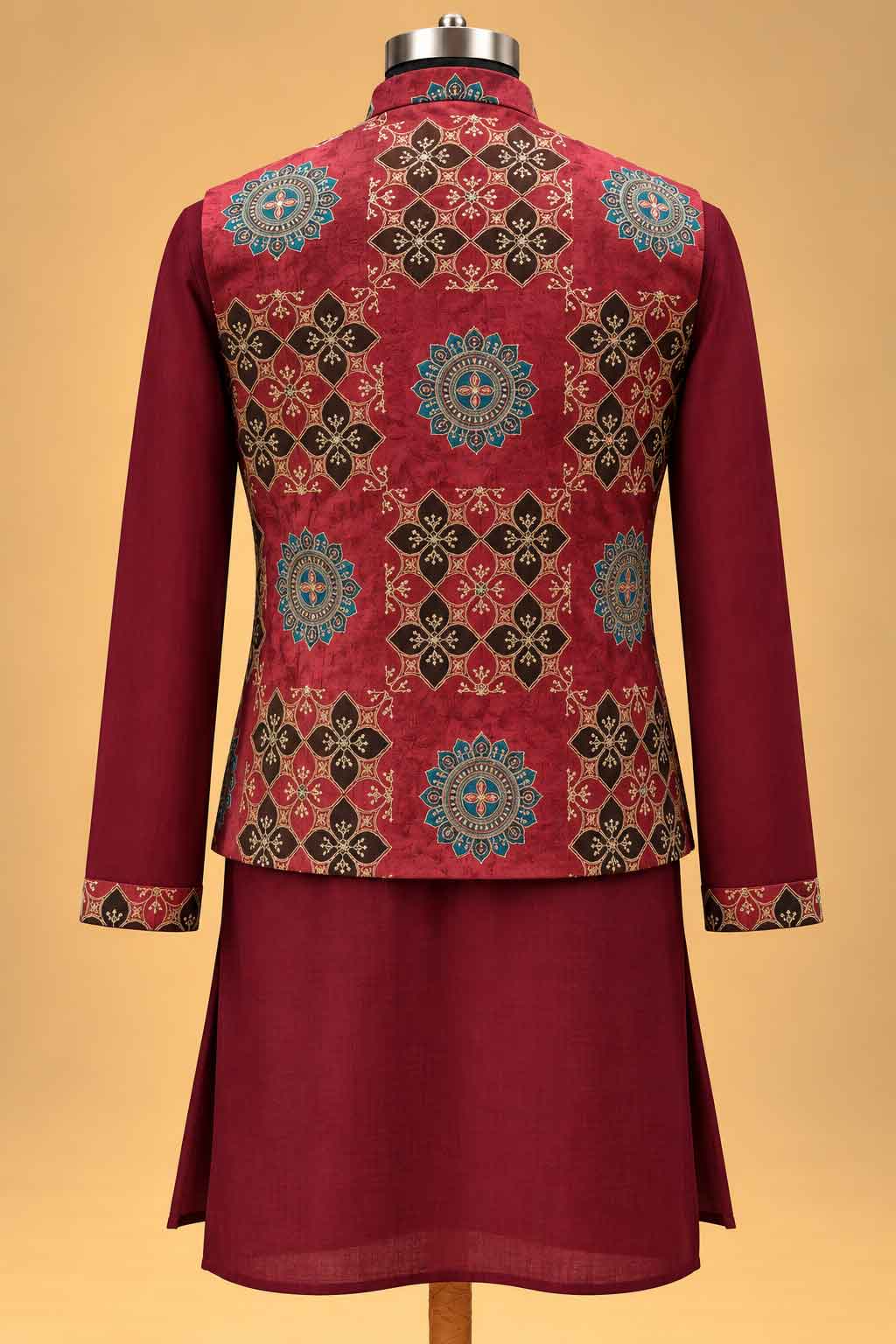 Maroon nehru jacket set for men – product view 5
