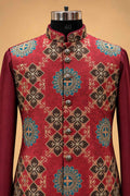 Maroon nehru jacket set for men – product view 6