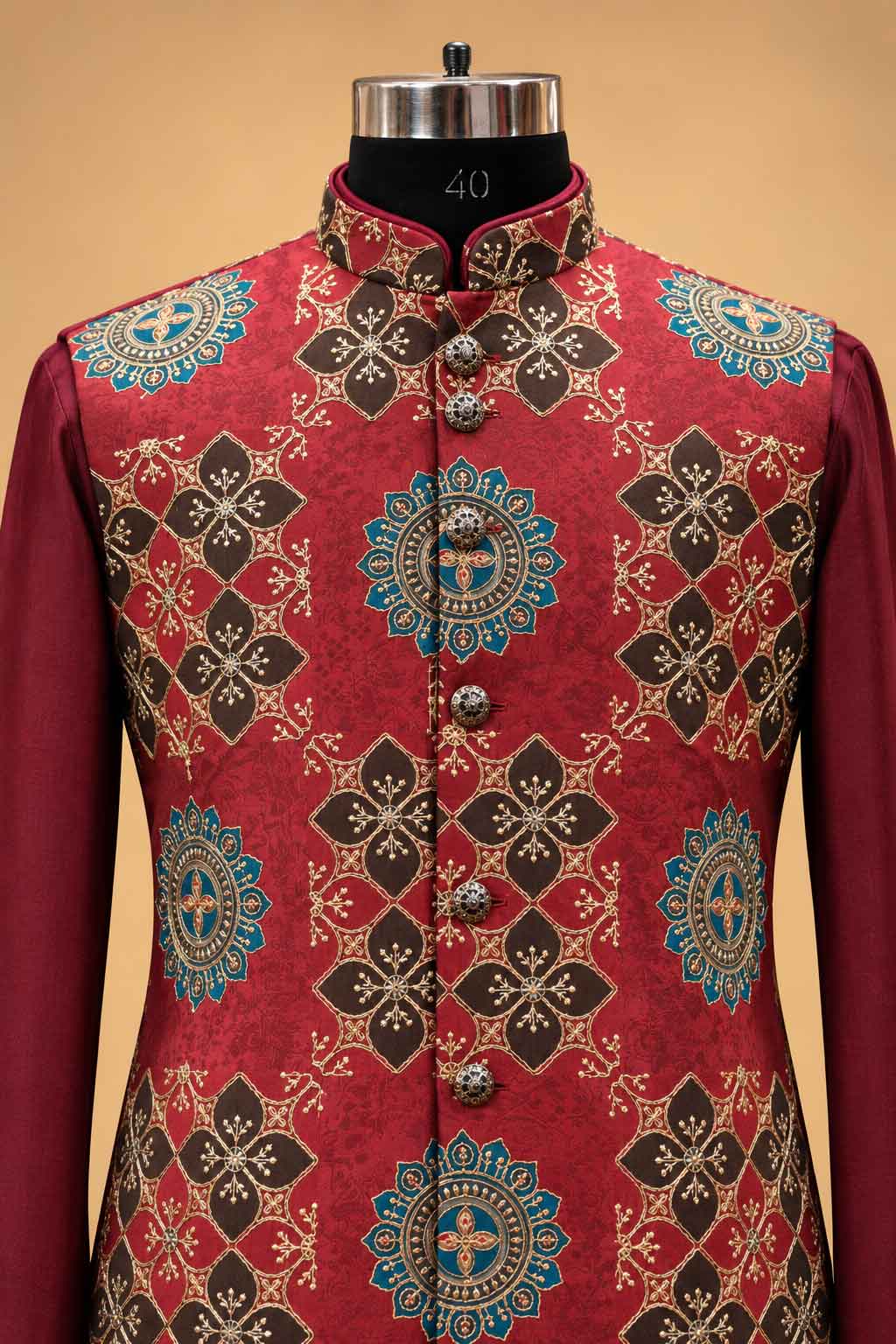 Maroon nehru jacket set for men – product view 6