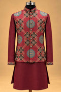 Maroon nehru jacket set for men – product view 7