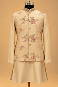 Beige nehru jacket set for men – product view 4