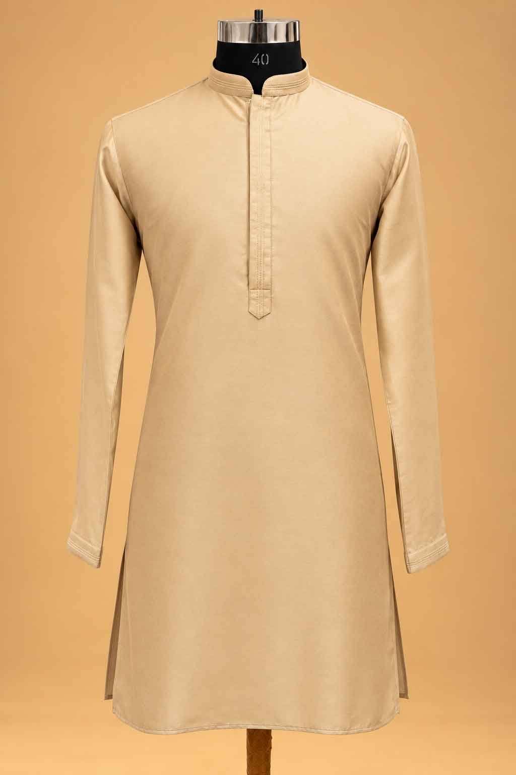 Beige nehru jacket set for men – product view 5