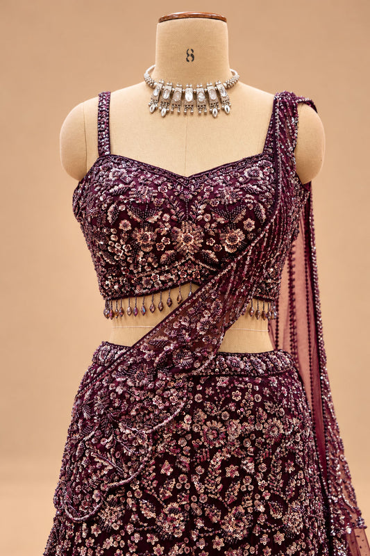 Wine Purple lehenga choli for women – product view 2