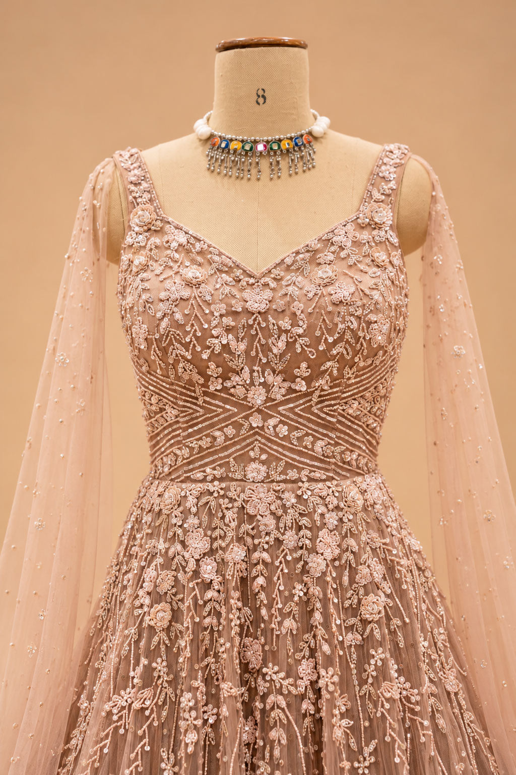 Blush Peach designer gown for women – product view 2