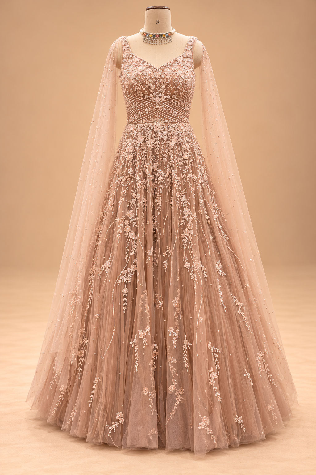 Blush Peach designer gown for women – product view 3