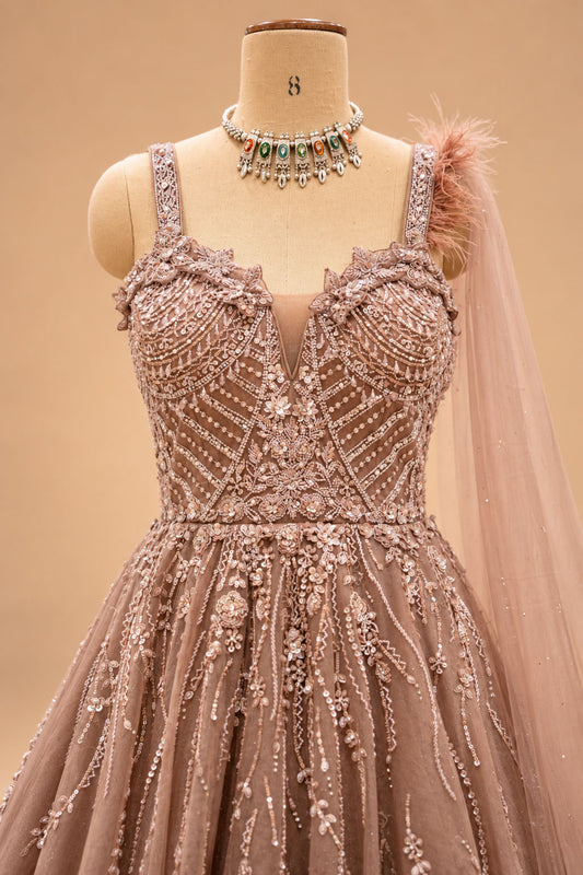 Dusty Rose Pink designer gown for women – product view 2