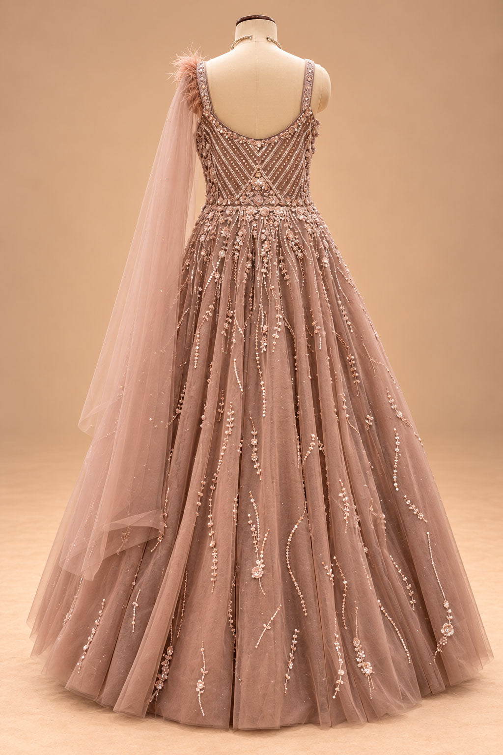 Dusty Rose Pink designer gown for women – product view 4