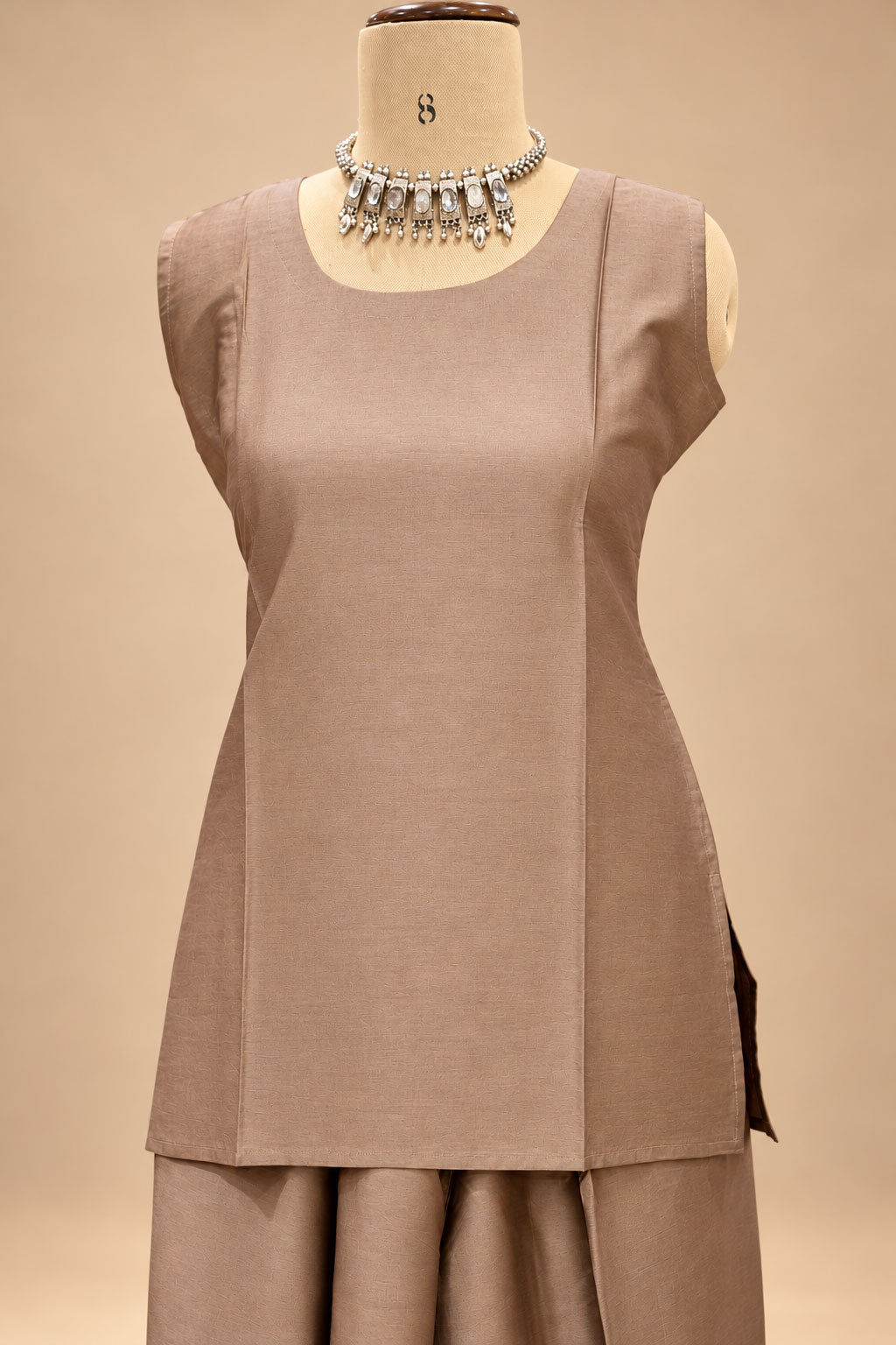 Taupe Brown kurta palazzo set for women – product view 5